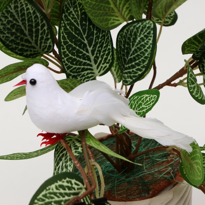 Птичка для декора и флористики, на прищепке, белая, пластиковая, 1шт., 8 х 8 см