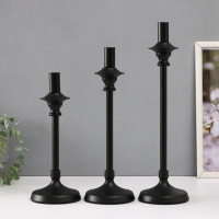 Подсвечник металл на 1 свечу "Фраген" н-р 3 шт d=2 см чёрный 10х36; 10х31; 10х26 см Подсвечник металл на 1 свечу "Фраген" н-р 3 шт d=2 см чёрный 10х36; 10х31; 10х26 см