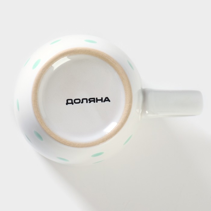 Кружка керамическая Доляна &laquo;Горох&raquo;, 340 мл, цвет мятный