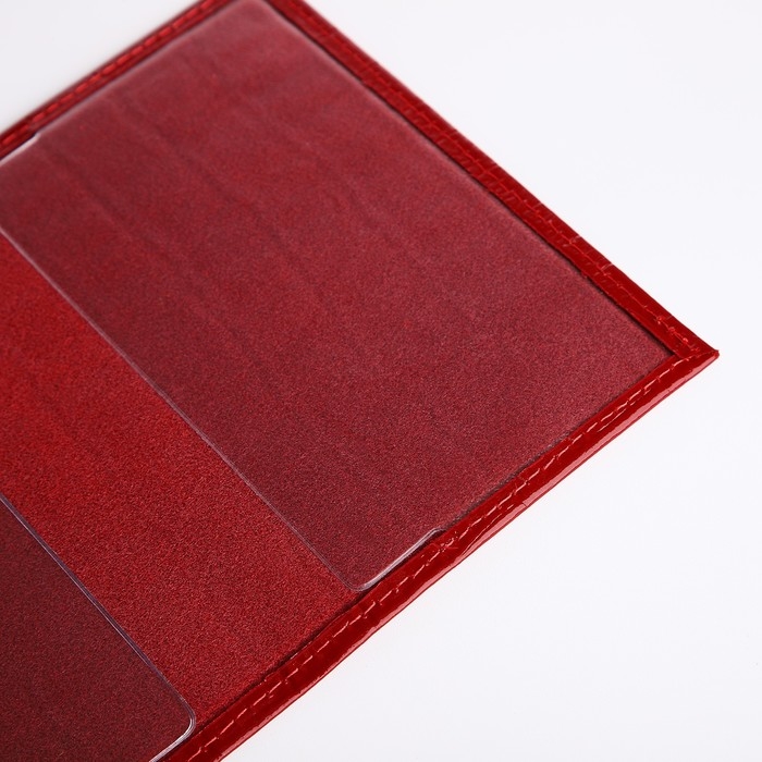 Обложка для паспорта, крокодил, цвет красный