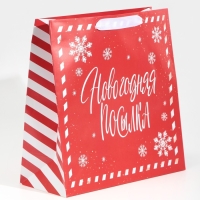 Пакет подарочный новогодний ламинированный квадратный &laquo;Новогодняя посылка&raquo;, 30 х 30 х 12 см, Новый год
