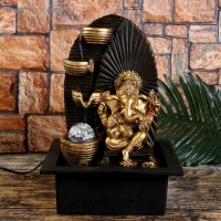 Фонтан настольный от сети, подсветка "Золотой Ганеша у водопада с чашами" 35х25х20 см Фонтан настольный от сети, подсветка "Золотой Ганеша у водопада с чашами" 35х25х20 см