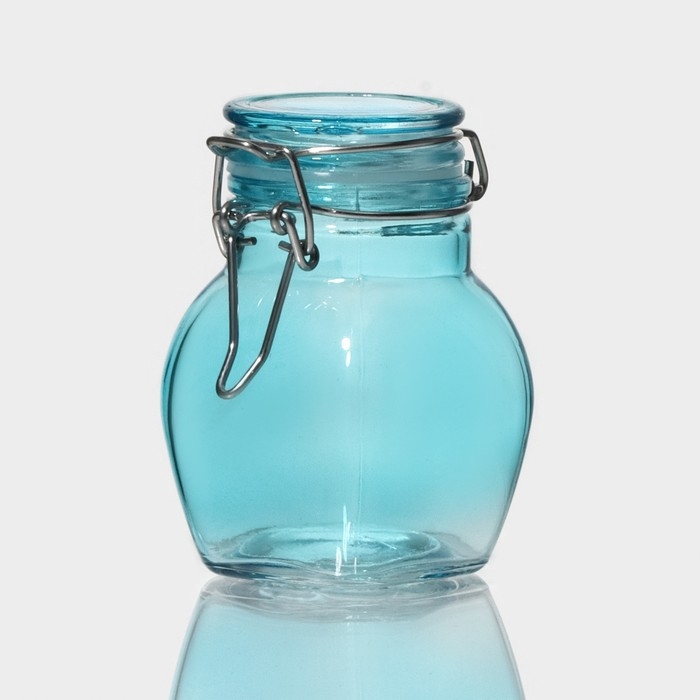 Банка стеклянная для хранения сыпучих продуктов &laquo;Овал&raquo;, 100 мл, 6&times;8,5 см, с бугельным замком, цвет МИКС