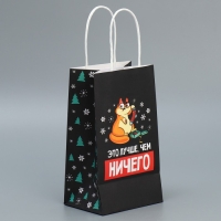 Пакет подарочный новогодний крафтовый &laquo;Ничего&raquo;, 12 х 21 х 9 см, Новый год