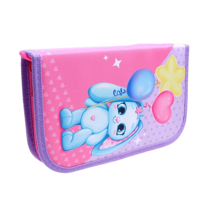 Пенал 1 секция, 130 х 210 х 40 мм, 2 откидные планки, тканевый, Calligrata TOP, Content Пенал 1 секция, 130 х 210 х 40 мм, 2 откидные планки, тканевый, Calligrata TOP, Content "Зайка"