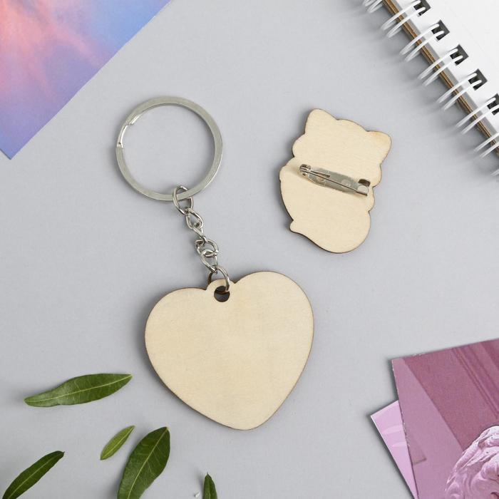 Брелок для ключей, значок, сувенир &laquo;Енот&raquo;, набор, 6,8 х 10,5 см.