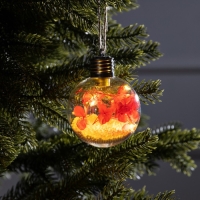 Ёлочный шар «Красные лепестки», батарейки, 5 LED, свечение тёплое белое Ёлочный шар «Красные лепестки», батарейки, 5 LED, свечение тёплое белое