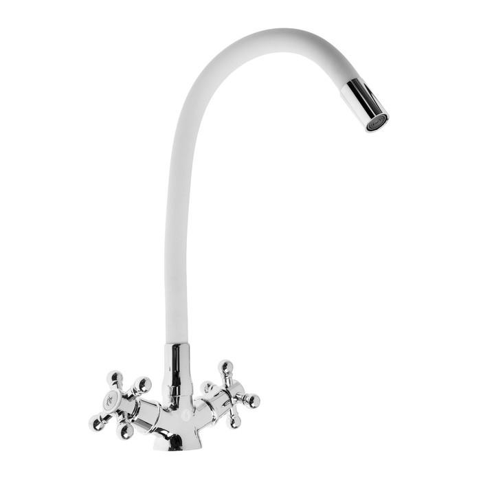 Смеситель для кухни Смеситель для кухни "ЦС-СМ СМ511711", двухвентильный, гибкий излив, латунь, серый