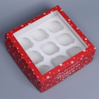 Коробка складная на 9 капкейков с окном «Волшебного Нового года!», 25 х 25 х 10 см, Новый год Коробка складная на 9 капкейков с окном «Волшебного Нового года!», 25 х 25 х 10 см, Новый год