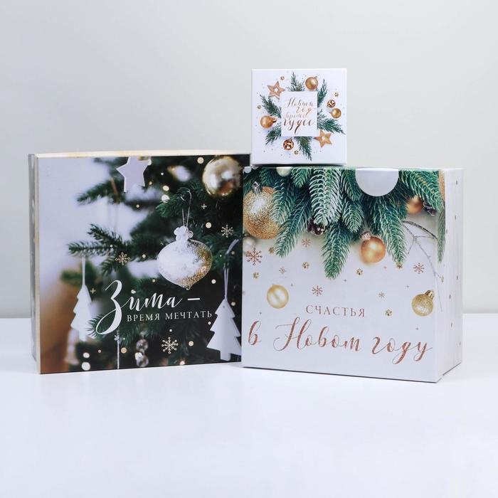 Набор подарочных коробок 10 в 1 &laquo;Зима - время мечтать&raquo;, 10 х 10 х 6 ‒ 28 х 28 х 15 см, Новый год