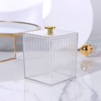 Органайзер для ватных палочек &laquo;FLOWER&raquo;, с крышкой, 11 &times; 8,5 &times; 8,5 см, цвет прозрачный/золотистый