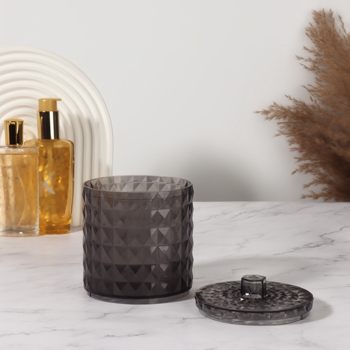 Органайзер для хранения, 1 секция, с крышкой, d = 10 &times; 12,5 см, цвет чёрный