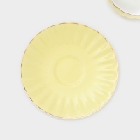 Сервиз фарфоровый чайный Доляна &laquo;Вивьен&raquo;, 12 предметов: 6 чашек 200 мл, 6 блюдец d=15 см, цвет жёлтый