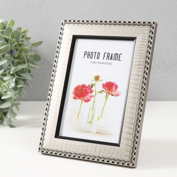 Фоторамка пластик 10х15 см "Танзания" серебро 18,7х13,7х1,2 см