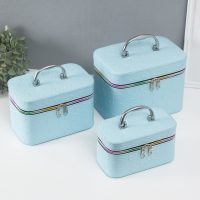 Шкатулка кожзам с зеркалом "Сердца" св-голубая набор 3 шт 19х10,5х10,5 21х13х14 15х23х17 см Шкатулка кожзам с зеркалом "Сердца" св-голубая набор 3 шт 19х10,5х10,5 21х13х14 15х23х17 см