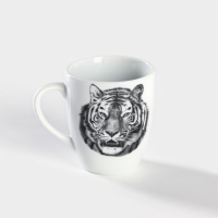 Кружка фарфоровая &laquo;Тигр&raquo;, 300 мл, белая