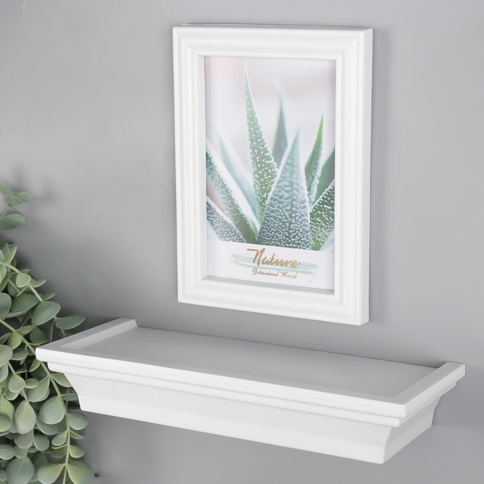 Фоторамка пластик 10х15 см с полкой Фоторамка пластик 10х15 см с полкой "Оливия" белая 26х15 см