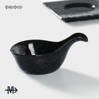 Набор фарфоровых соусников на фарфоровой подставке Magistro «Ночной дождь», 4 предмета: соусник 3 шт 100 мл, подставка 35×12×1 см, цвет чёрный Набор фарфоровых соусников на фарфоровой подставке Magistro «Ночной дождь», 4 предмета: соусник 3 шт 100 мл, подставка 35×12×1 см, цвет чёрный