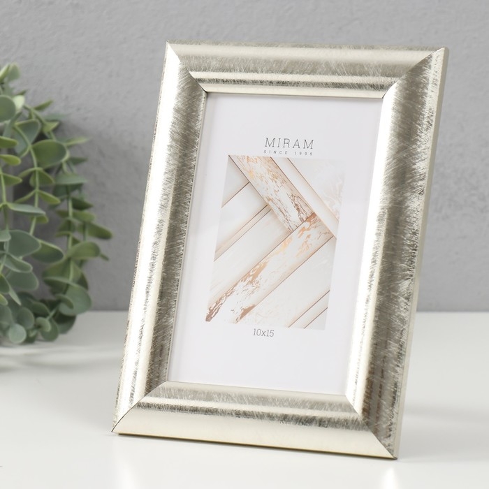 Фоторамка пластик "МИРАМ" 10х15 см 221 серебро (пластиковый экран)