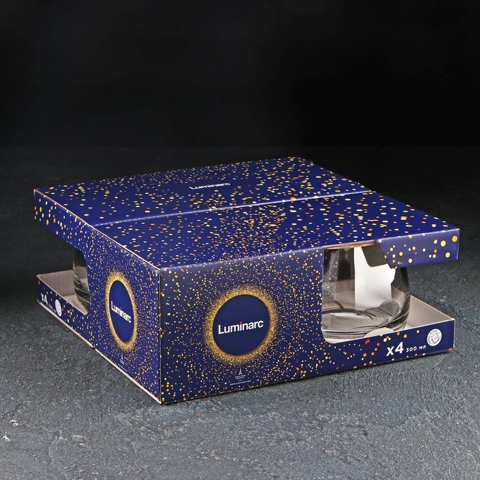 Набор низких стеклянных стаканов &laquo;Серебряная дымка&raquo;, 300 мл, 4 шт