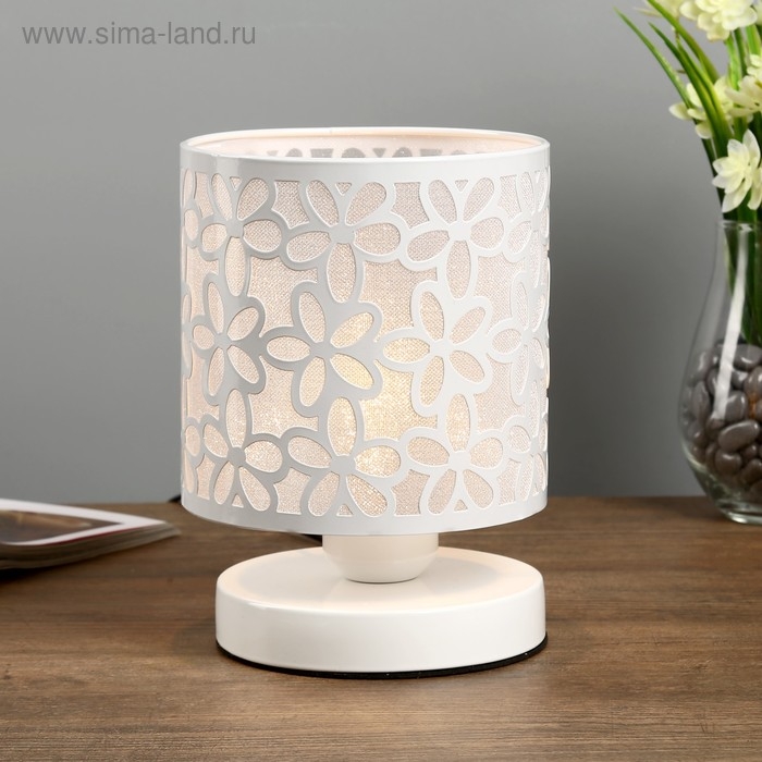 Лампа настольная "Цветы" 1xE27 40Вт белый 14,5х14,5х19,5 см RISALUX