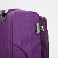 Чемодан большой 95 л (L), отдел на молнии, с расширением, кодовый замок, 4 колеса, наружный карман, цвет фиолетовый Чемодан большой 95 л (L), отдел на молнии, с расширением, кодовый замок, 4 колеса, наружный карман, цвет фиолетовый