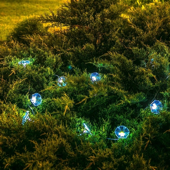 Садовая гирлянда на солнечной батарее &laquo;Вьюнок&raquo; Uniel, IP44, 1,8 м, белый