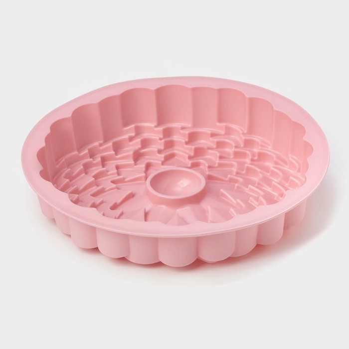 Форма для выпечки Доляна «Хризантема», силикон, d=22 см, цвет розовый Форма для выпечки Доляна «Хризантема», силикон, d=22 см, цвет розовый