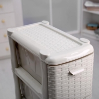 Комод узкий 4-х секционный &laquo;Ротанг&raquo;, цвет белый