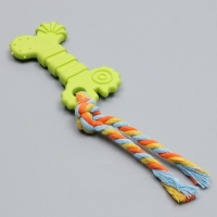 Игрушка жевательная с канатом "Кость с хвостом", зелёная Игрушка жевательная с канатом "Кость с хвостом", зелёная