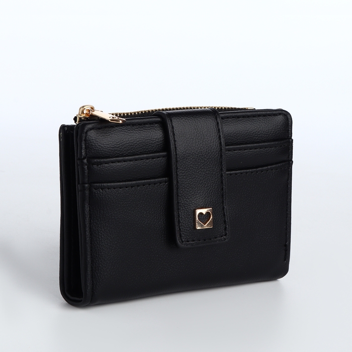 Кошелёк женский на кнопке, цвет чёрный Кошелёк женский на кнопке, цвет чёрный