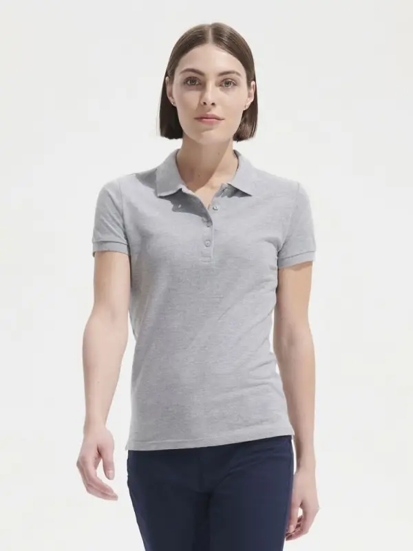 Рубашка поло женская People 210 серый меланж, размер XXL