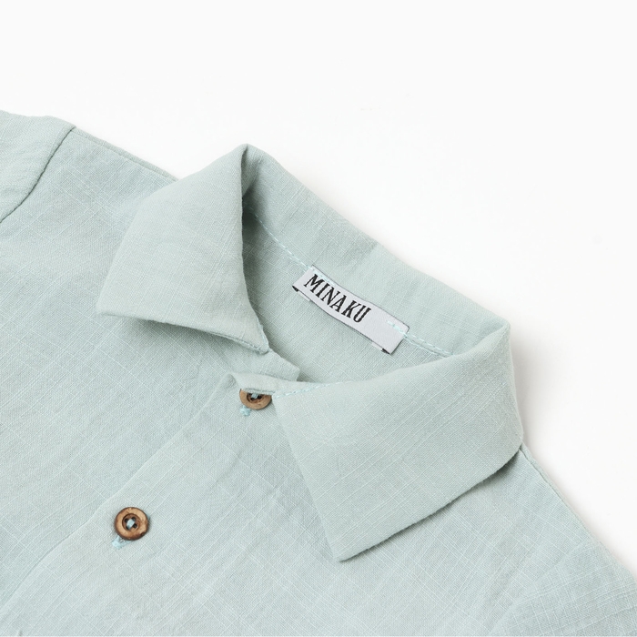 Боди-рубашка для мальчика MINAKU, цвет серо-зеленый, размер 86-92 см