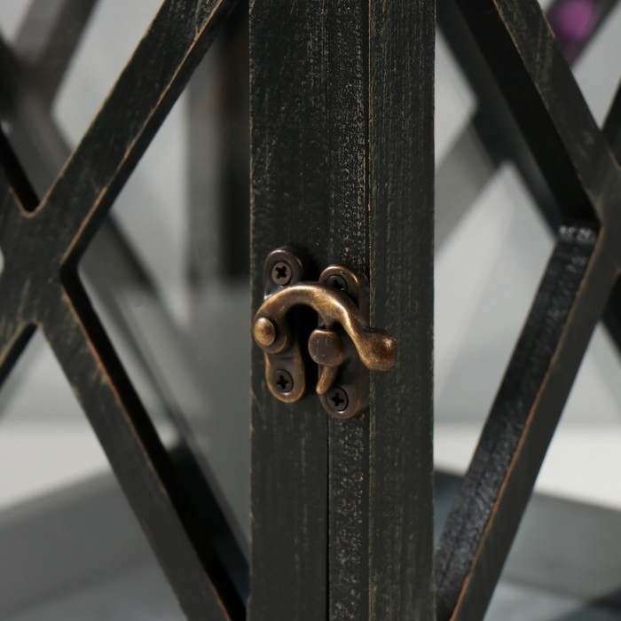 Подсвечник дерево, металл на 1 свечу Подсвечник дерево, металл на 1 свечу "Фонарь" чёрный 18х18х35 см