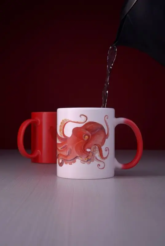 Кружка &laquo;Хамелеон&raquo;, глянцевая, красная