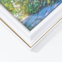 Фоторамка 30х40  281G  белая с золотом(пластиковый экран)