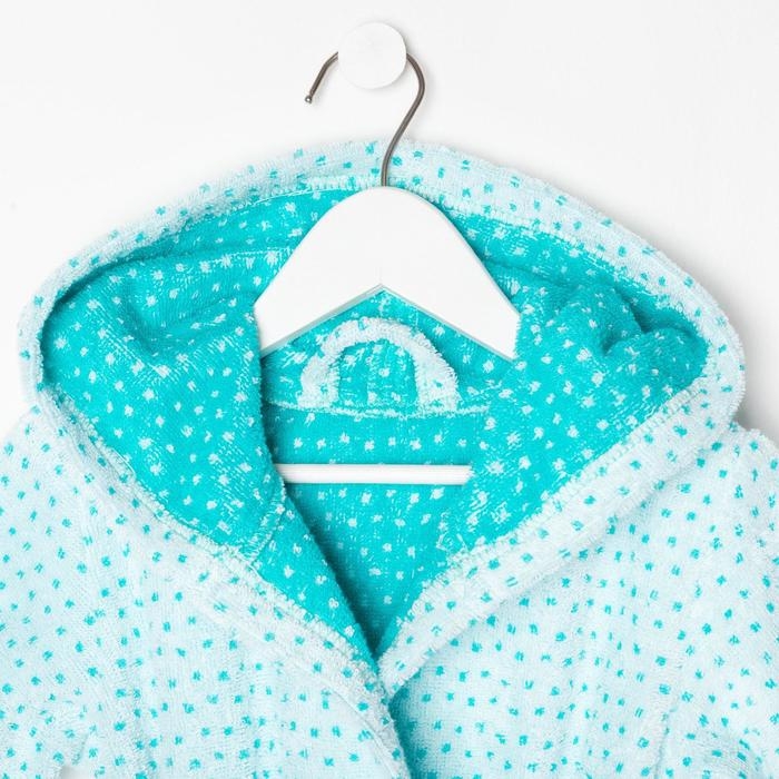Халат махровый детский Крошка Я &laquo;Крапинка&raquo; размер 30, цвет бирюзовый, 100% хлопок 360 г/м2
