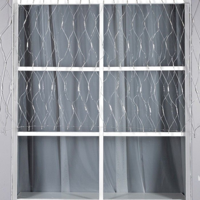 Гирлянда «Сеть» 1.2 × 1.5 м, IP44, УМС, прозрачная нить, 36 LED, свечение тёплое белое, мерцание белым 24 В Гирлянда «Сеть» 1.2 × 1.5 м, IP44, УМС, прозрачная нить, 36 LED, свечение тёплое белое, мерцание белым 24 В