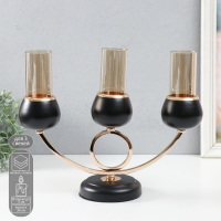 Подсвечник металл на 3 свечи "Тёмный рыцарь" чёрный матовый с золотом 36х24х12 см Подсвечник металл на 3 свечи "Тёмный рыцарь" чёрный матовый с золотом 36х24х12 см