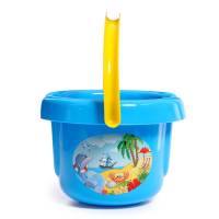 Песочный набор №193: ведро большое, ситечко большое, лопатка, грабельки), цвета МИКС