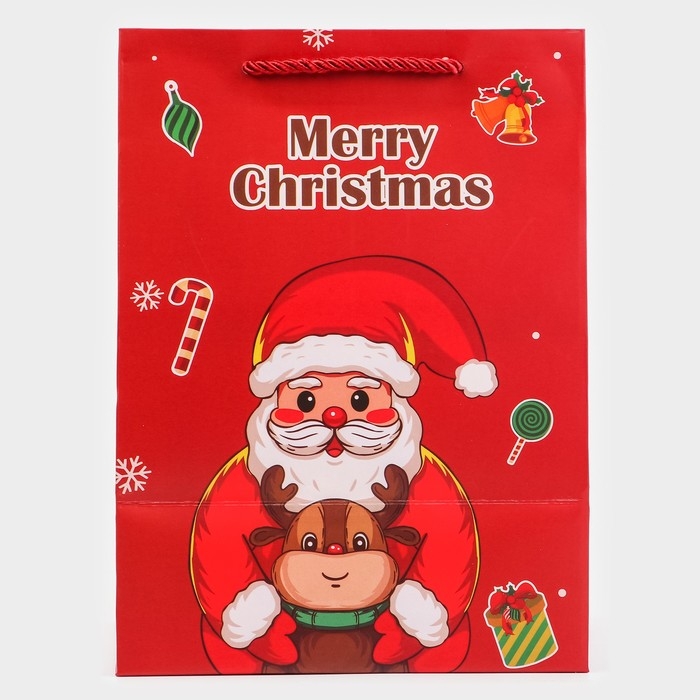 Пакет подарочный новогодний с окном Пакет подарочный новогодний с окном"Дед мороз", 18 х 25 х 13 см.