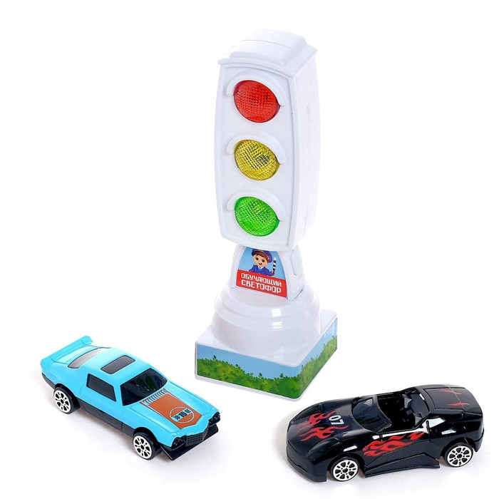 Светофор с машинками «Изучаем ПДД», световые эффекты, русский чип, МИКС Светофор с машинками «Изучаем ПДД», световые эффекты, русский чип, МИКС