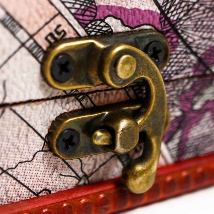 Шкатулка дерево сундучок "Карта" 6х6х9 см