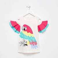 Футболка для девочки, цвет бежевый/коралловый, рост 110 см