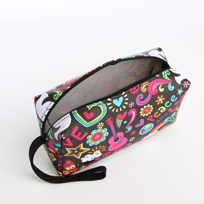 Косметичка на молнии, цвет чёрный/разноцветный