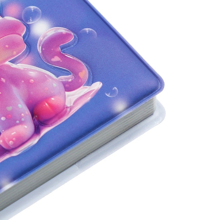 Записная книжка подарочная 96л,линия, цветной блок,обложка ПВХ 3D Кошка (9,5х10,5см)