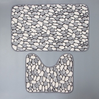 Набор ковриков для ванной и туалета Доляна &laquo;Галька&raquo;, 2 шт, 40&times;49 см, 50&times;80 см