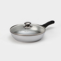 Сковорода алюминиевая, d=24 см, стеклянная крышка, съёмная ручка, цвет серый Сковорода алюминиевая, d=24 см, стеклянная крышка, съёмная ручка, цвет серый