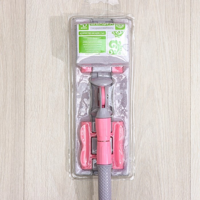 Швабра для мытья пола плоская Доляна, насадка из микрофибры 40&times;12 см, телескопическая стальная ручка 74-109 см, цвет МИКС