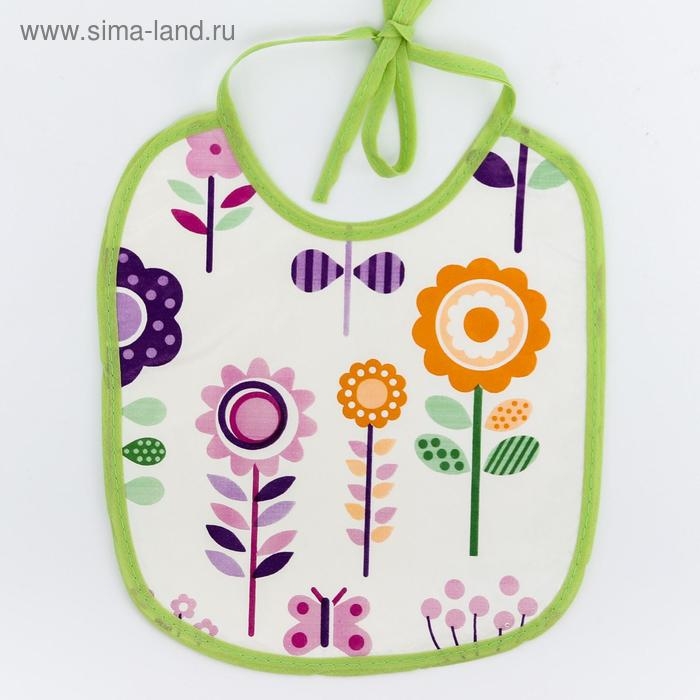 Нагрудник из нетканого полотна с ПВХ покрытием, «Цветы», цвет МИКС Нагрудник из нетканого полотна с ПВХ покрытием, «Цветы», цвет МИКС